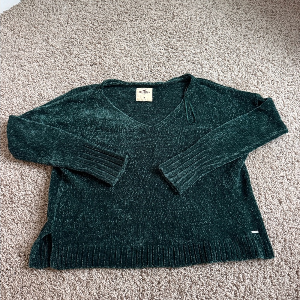 Velvety Green V-Neck Sweater